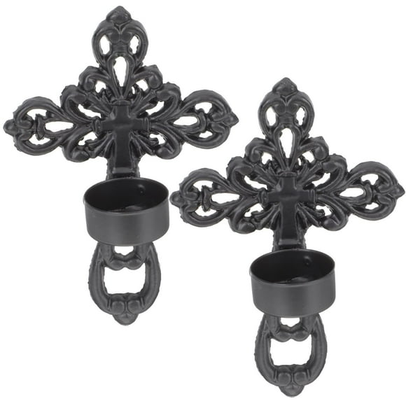 Set de 2 portavelas de pared OUNONA Matte Black Metal