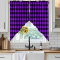 thumbnail image 3 of Swag Valance Curtains for Windows, Black Purple Plaid Light Filtering Kitchen Curtains with Rod Pocket, Farmhouse Simple Buffalo Checked Window Treatment Valances for Living Room, 36x63 - 2 PCS, 3 of 9