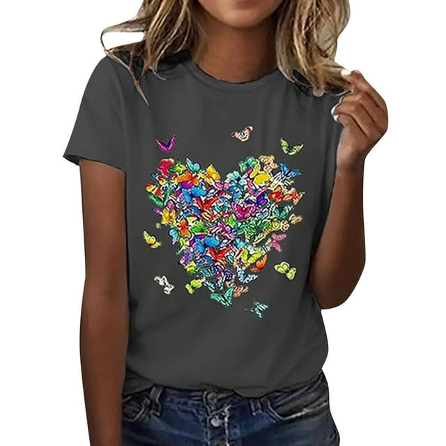 TINZ T-Shirt Décontracté à Col Rond à Manches Courtes Imprimé pour Femme Hauts d'Exercice T-Shirts à Manches Courtes pour Femme T-Shirts de Tennis Femme Chemise pour Femme T-Shirts à Manches Courtes en Spandex pour Femme T-Shirt Femme Été