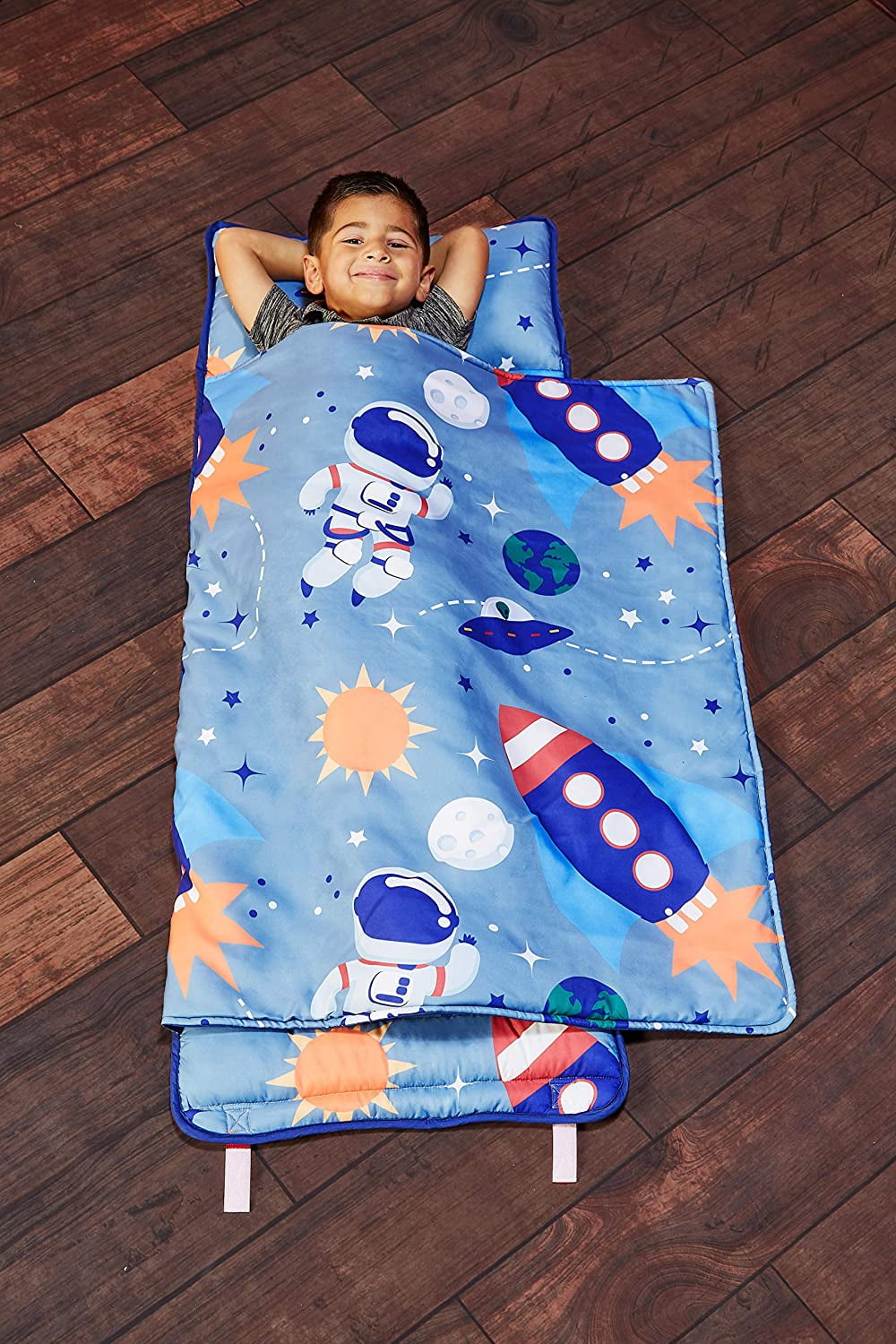 EVERYDAY KIDS Toddler Nap Mat w/Removable Pillow Outer Space