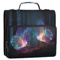 thumbnail image 2 of Water-Resistant 3-Ring Binder Organizer with Multiple Pockets Zipper Binder Bag for Office Neon Butterfly, 2 of 8