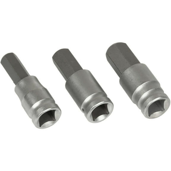 Performance Tool W86023 Chrome Vanadium Steel Metric Hex Bit Socket Set, 3-Piece, Heat Treated, Lifetime Warranty