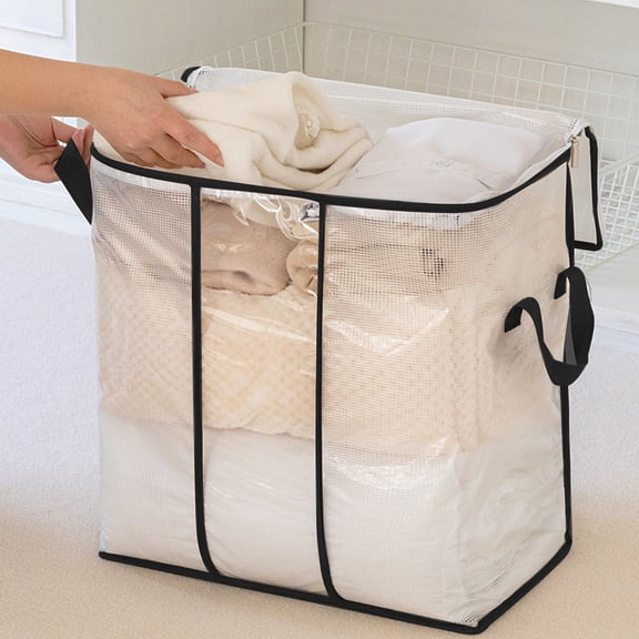 Boovnll Clothes Storage Bins with Lids, 60L Extra Large Capacity Storage Bags with Reinforced Handles & Zipper for Bedroom Comforters, Blankets, Clothes Organizer, Storage and Organization