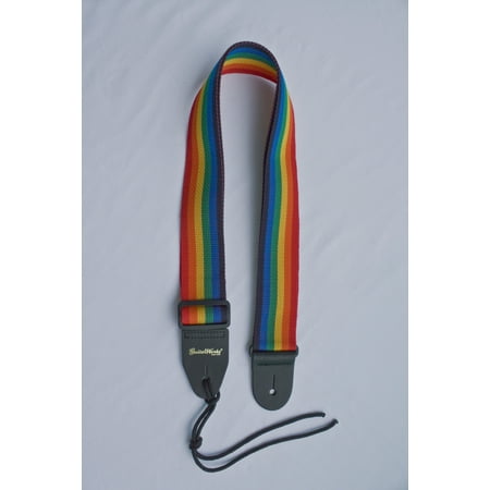 Guitar Strap RAINBOW NYLON Leather Ends Fits All Acoustic & Electric Made In USA Since (Best Electric Guitar Strap)