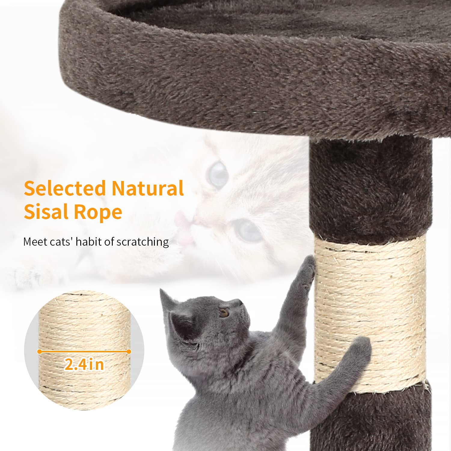 YRLLENSDAN 36 inch Cat Tree Tower for Indoor Cats, Small Cat Tower with Scratching Post, Cat Climbing Tower with Sturdy Cat Condo, Kitten Tree, Dark Gray