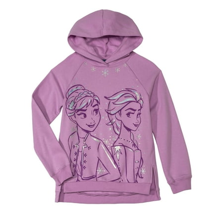 Disney Frozen 2 Elsa or Anna Foil Print Pullover Hoodie Sweatshirt (Little Girls & Big Girls)