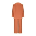 thumbnail image 7 of pstuiky Womens Pajama Set Summer Solid Color Lightweight Pajama Sets with Pants Lounge Loose Fit V-Neck Long Sleeve Sleepwear Loungewear for Teens Orange L, 7 of 7