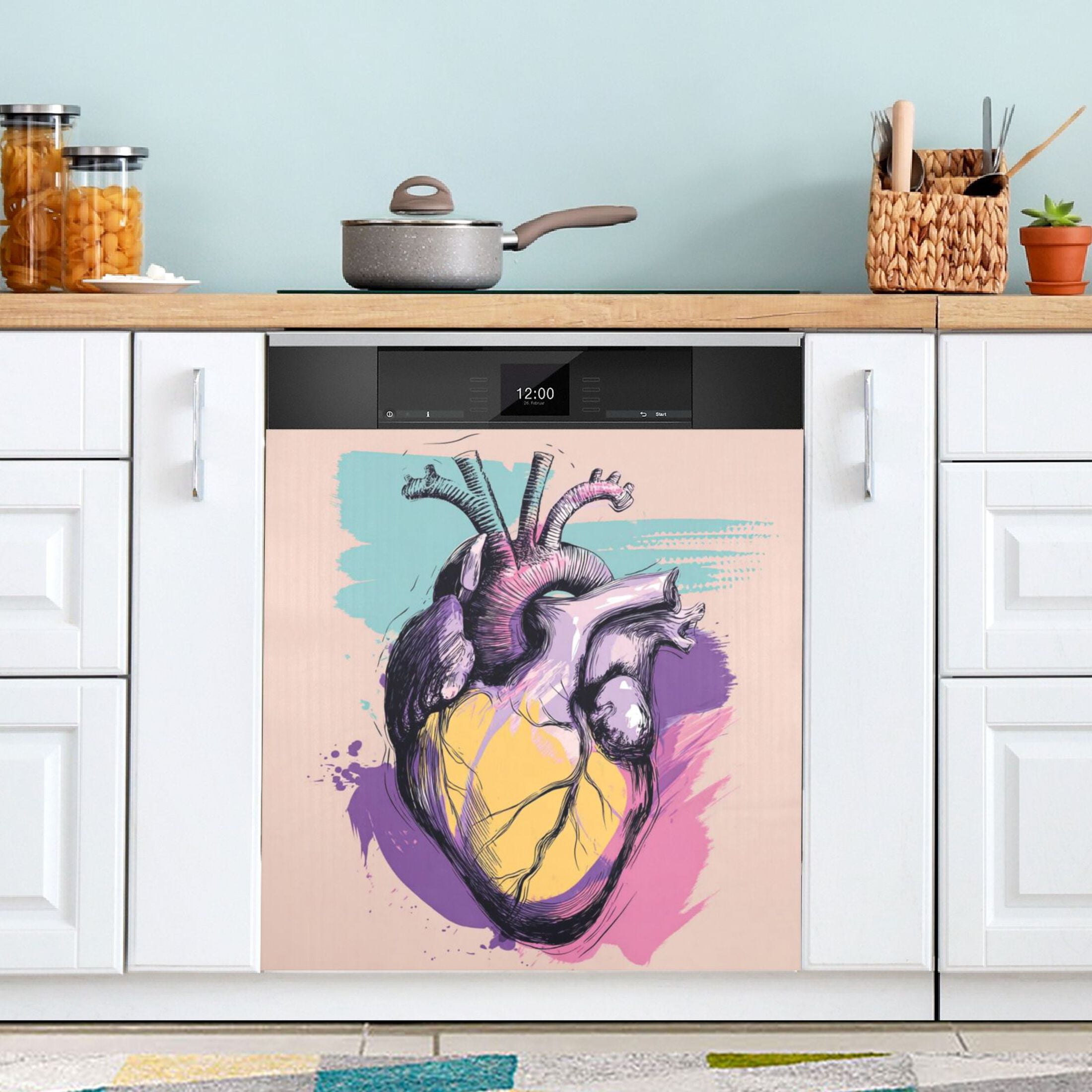 IAUYY Magnetic decorative sticker - 23x26 Inch PVC Refrigerator Decorative Cover, Removable DIY Art for Kitchen Appliances Heart Vector Illustration
