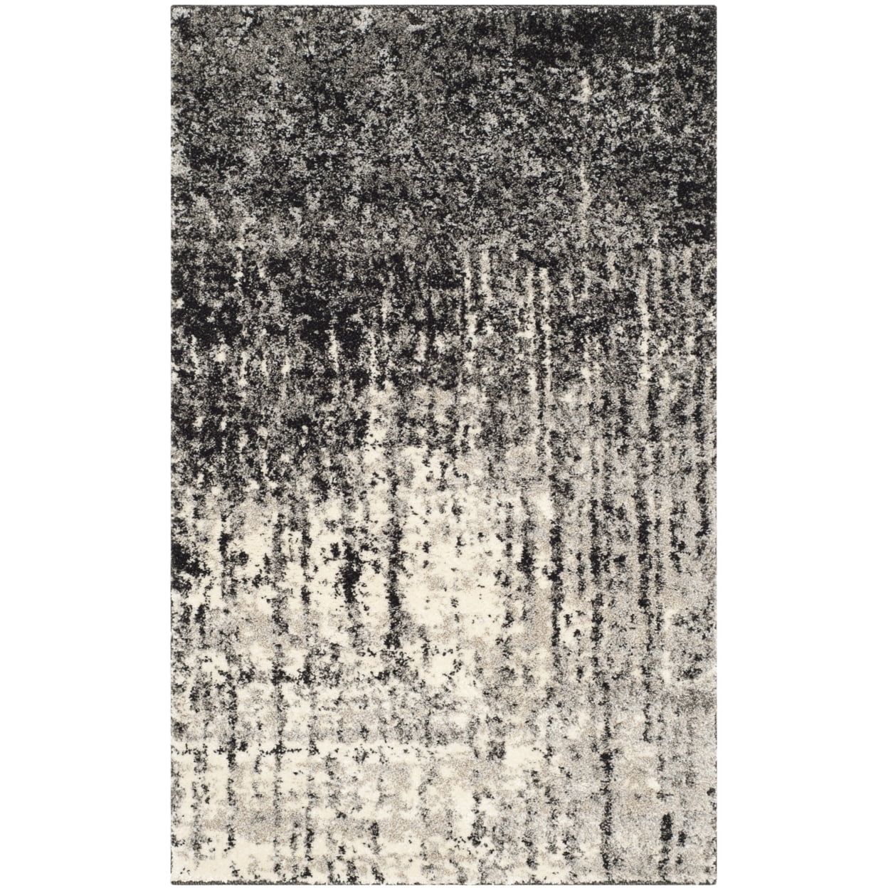 SAFAVIEH Retro Elsie Abstract Runner Rug, Black/Light Grey, 2'3" x 7'