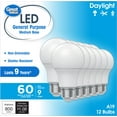 thumbnail image 2 of Great Value A19 LED Light Bulbs, 60 Watts Eqv, Daylight, General Purpose, 9yr, Medium Base, 12pk, 2 of 11