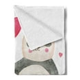 thumbnail image 2 of I Love You Soft Flannel Fleece Throw Blanket, Panda Bear Holding a Balloon Hearts Playroom Baby Watercolor Art, Cozy Plush for Indoor and Outdoor Use, 60" x 80", Dark Coral Ivory Grey, by Ambesonne, 2 of 5