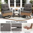thumbnail image 6 of 3 Piece Outdoor Bistro Swivel Chairs Set, Patio Bistro Set w/ 360° Swivel Rocking Chairs & Table, All-Weather Conversation Set with Metal Frame for Patio Backyard Porches or Garden - Gray, 6 of 9