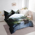 thumbnail image 3 of Homewish Woodland Animal Bear 7pcs Bedding Comforter Set,Rustic Natural Scenery Queen Bedding Sets,Green Brown Queen Sheet Sets For Kids,Microfiber Bedroom Decor Reversible, 3 of 8