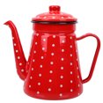 thumbnail image 1 of Vintage Enamel Coffee Pot Red With White Dots 1Set 8.7x7.9in, 1 of 1