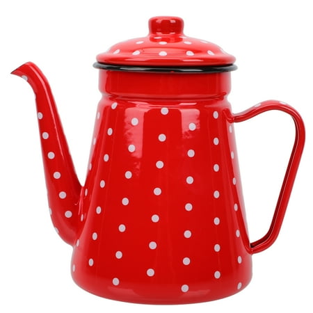 

OUNONA Kettle Coffee Tea Polka Dot Ceramic Hand Maker Retro Teapot Enameled Tumbler Pot Boiler Percolator Enamel Water