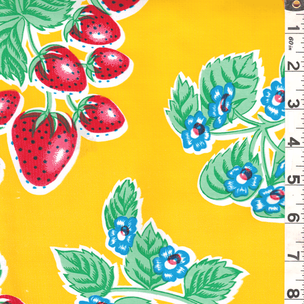 Yellow Floral Oilcloth, Fabric By the Yard