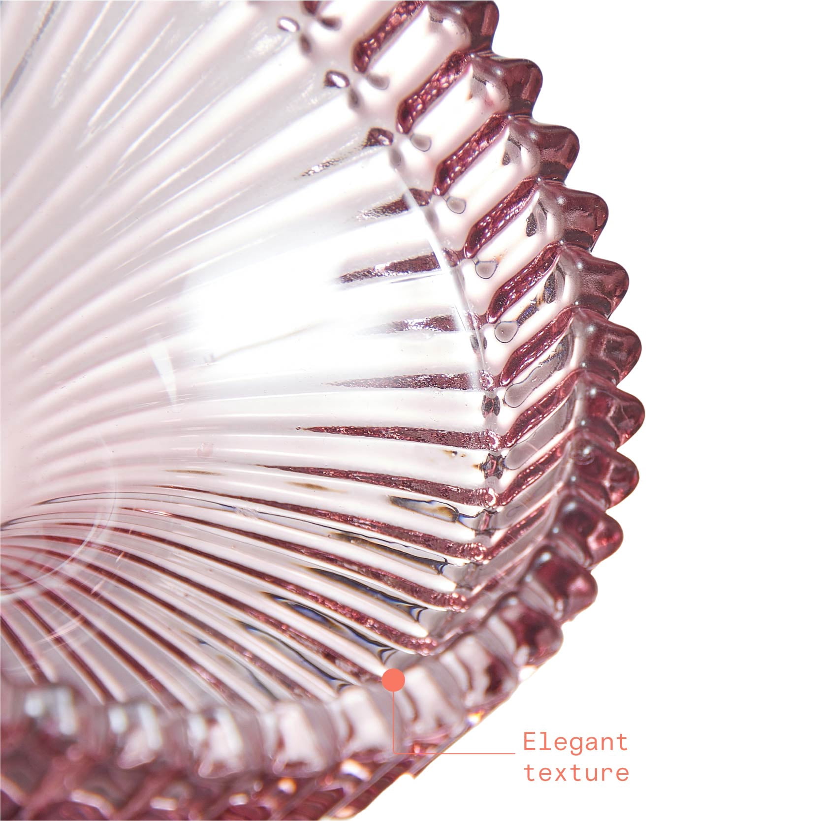 Beautiful Contemporary Rose Ribbed Glass Lidded Decorative Jar by Drew Barrymore, 4.09" L x 6.69" H