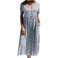 thumbnail image 1 of Vestido a media pierna de manga corta con estampado floral casual de moda con cuello redondo para mujer Fridja  qw2664, 1 of 9