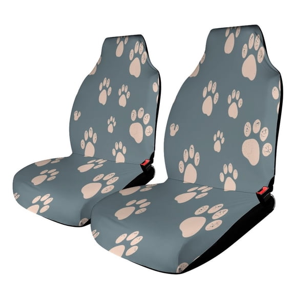 Car Seat Covers Paw Print Pattern 2 Piece Soft Bucket Auto Seat Protector Universal Fit for SUV Sedan Van