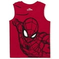 thumbnail image 3 of Spiderman Marvel 2 Pack Boy's Sleeveless Tee Shirt Set, Printed Undershirt for Kids, Red, Size 7, 3 of 5