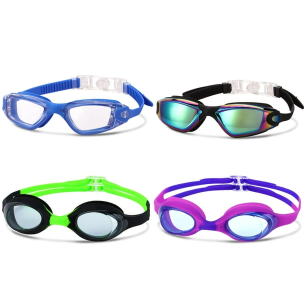 Gafas de natación Romoc, paquete de 4, para niños de 6 a 14 años, protección UV