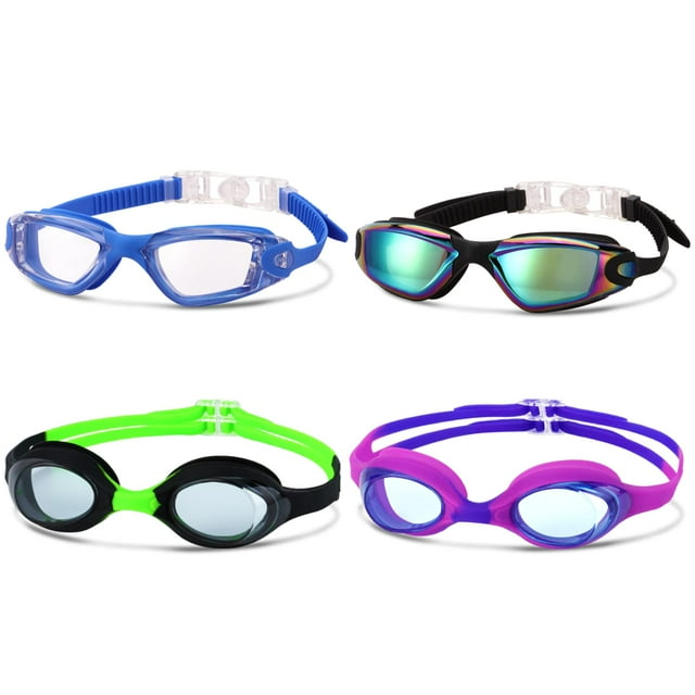 Gafas de natación Romoc, paquete de 4, para niños de 6 a 14 años, protección UV