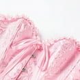 thumbnail image 4 of Women Boned Lace up Corsets Satin Flower Bustiers Top Overbust Shaper, Pink 2XL, 4 of 7