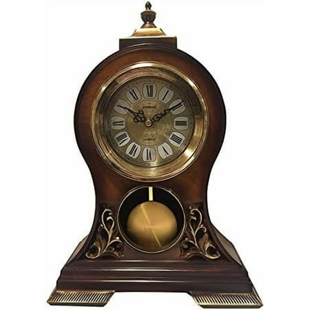 Elegant, Decorative,Grandfather Clock Hand Painted Wood Modern Mantel with Swinging Pendulum Shelf,Tabletop,Desk,Buffet, Color Mahogany