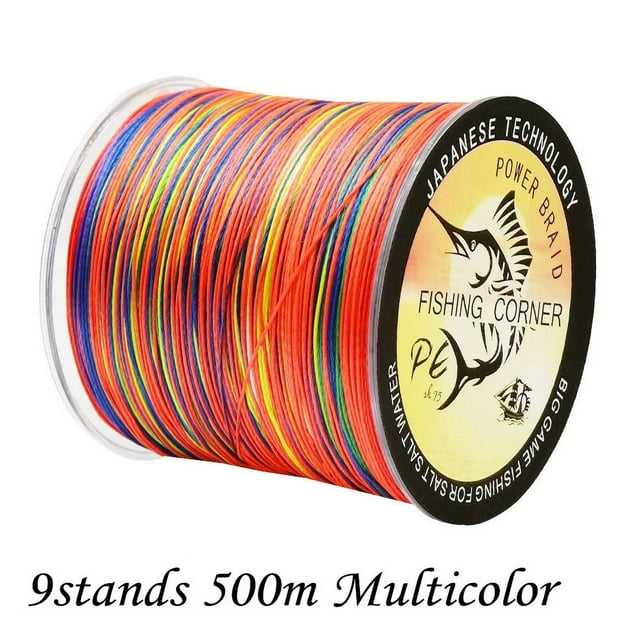 9 Strands PE Braid 300M 500M Braided Fishing Line Multicolor Super Power Japan Multifilament Saltwater/Freshwater 9Strands 500m Multi 5.0-0.38mm-65LB