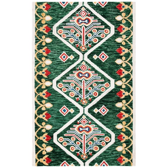 SAFAVIEH Aspen Eirann Southwestern Wool Area Rug, Green/Ivory, 3' x 5'