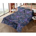 thumbnail image 4 of Ambesonne Floral Design Fitted & Flat Sheet with Shams 4 Pcs Set, Dreamy Flowers Gothic, Full, Violet Dark Violet Rose, 4 of 5