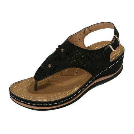 

ZMHEGW Ergonomic Design Wedge Toe Post Sandals Mitigate Foot Fatigue Comfortable And Functional Shoes