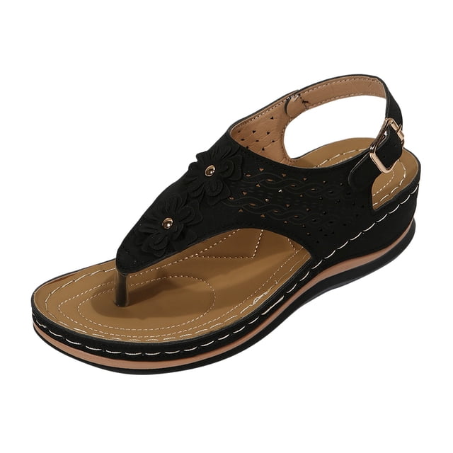 Kcodviy Ergonomic Design Wedge Toe Barefoot Sandals for Women Post Sandals Mitigate Foot Sandals for Women Memory Foam Fatigue Comfortable and Functional Womens Arch Support Sandals Shoes