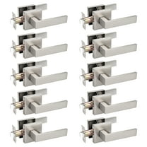 10 Pack Knobelite Square Door Lever Door Lock Handle Lockset Keyless Doorknobs Passage Knobs Lockset Interior Hallway Passage Closet in Satin Nickel