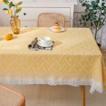 thumbnail image 1 of Cotton linen tablecloth, rectangular coffee table tassel lace tablecloth, camping table cloth, 1 of 6
