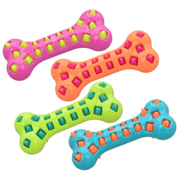 Multipet Rubber Bone with Rubber Spikes for Dogs, Assorted Colors