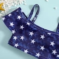 thumbnail image 4 of Franhais 2 Pcs Girls Swimsuits, Cold Shoulder Star Print Spaghetti Strap Ruffle Crop Tops + Solid Color Briefs, 4 of 6