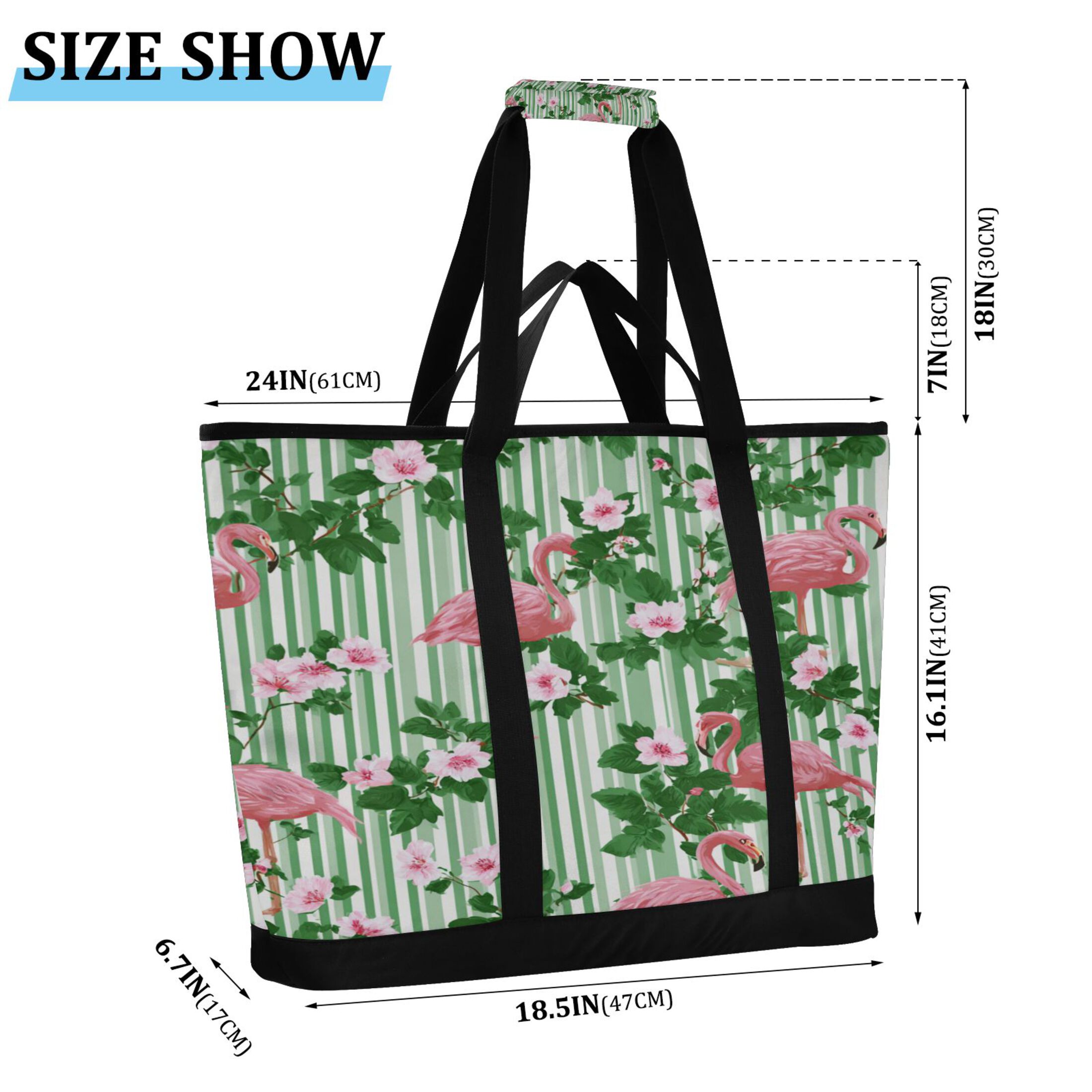 Extra-Large Wide Opening Design Capacity Hand-Held Ice Pack Thickened Insulation Layer For Long-Lasting Cold Retention For Outdoor Shopping Picnics And Camping Flamingos at Rest