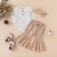 thumbnail image 2 of NOLDARES Newborn Baby Girl Fall Winter Clothes Cowgirl Ruffle Long Sleeve Romper + Jogger Pant 3Pcs Outfit Set(Khaki,2-3 Y), 2 of 9