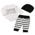 thumbnail image 2 of CNKOO Newborn Baby Boys Little Brother Romper+Striped Pants+Hat Outfits Set, 2 of 6
