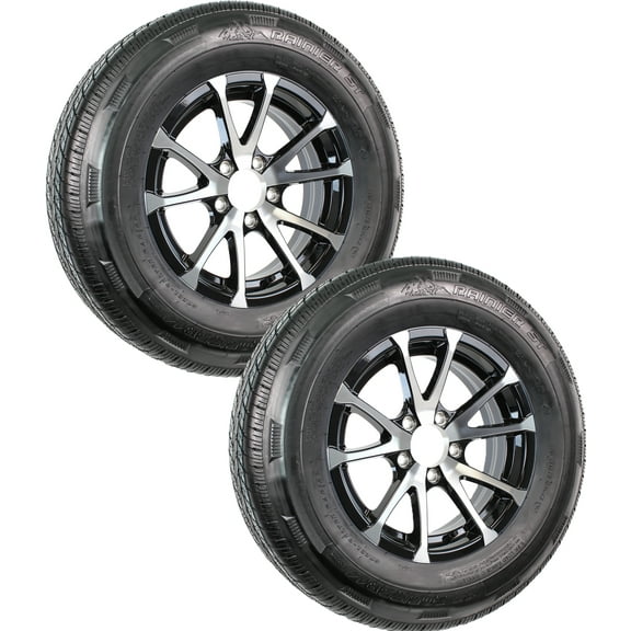 eCustomrim 2-Pk Radial Trailer Tires Rims ST205/75R15 Load D 15x6 5-4.5 Aluminum Black