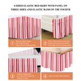 thumbnail image 6 of Red Pink Stripe Wrap Around Bed Skirts for California King Bed 16" Drop,Bed Skirt with Adjustable Elastic Belt Dust Ruffle Bed Valance for Bedroom Geometric White Vertical Striped Bed Frame Cover, 6 of 7