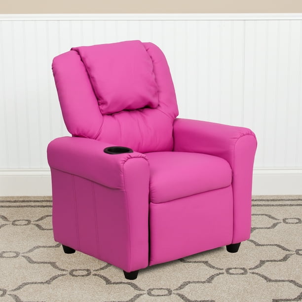 Flash Furniture Standard Vinyl Recliner with Cupholder, Hot Pink