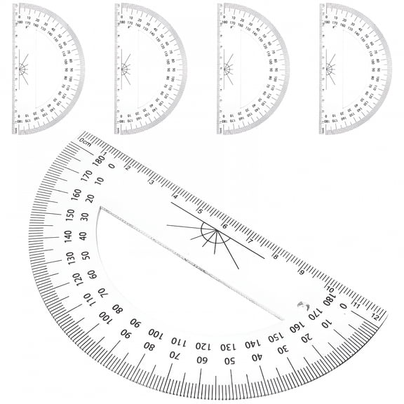 CCOCC 5Pcs Standard Design Protractor Plastic Multi Color for Students