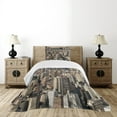 thumbnail image 4 of Ambesonne United States Quilted Bedspread Set 2 Pcs, NYC Aerial View, Twin Size, Beige Tan, 4 of 5