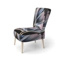 thumbnail image 3 of Designart "Hyperrealistic Gerbera Daisy Blooms IV" Blue Hyperrealistic Upholstered Accent Chair - Traditional Arm Chair For Bedroom, 3 of 7