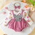 thumbnail image 2 of Zshosam Baby Bodysuits Unisex Infant Baby Girl Romper Dress Baby Dress Romper Flowers Lace Fall Winter Clothes Size 0 3 Months,(Red 0-3 Months), 2 of 9