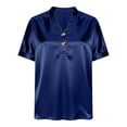 thumbnail image 5 of Ashirexll Womens Casual Tops, Satin Button Down V-Neck Short Sleeve Blouse for Business Casual, 5 of 7