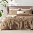 thumbnail image 1 of Juego de edredón Bedsure, tamaño queen, ropa de cama suave, marrón, 3 piezas, 1 of 8
