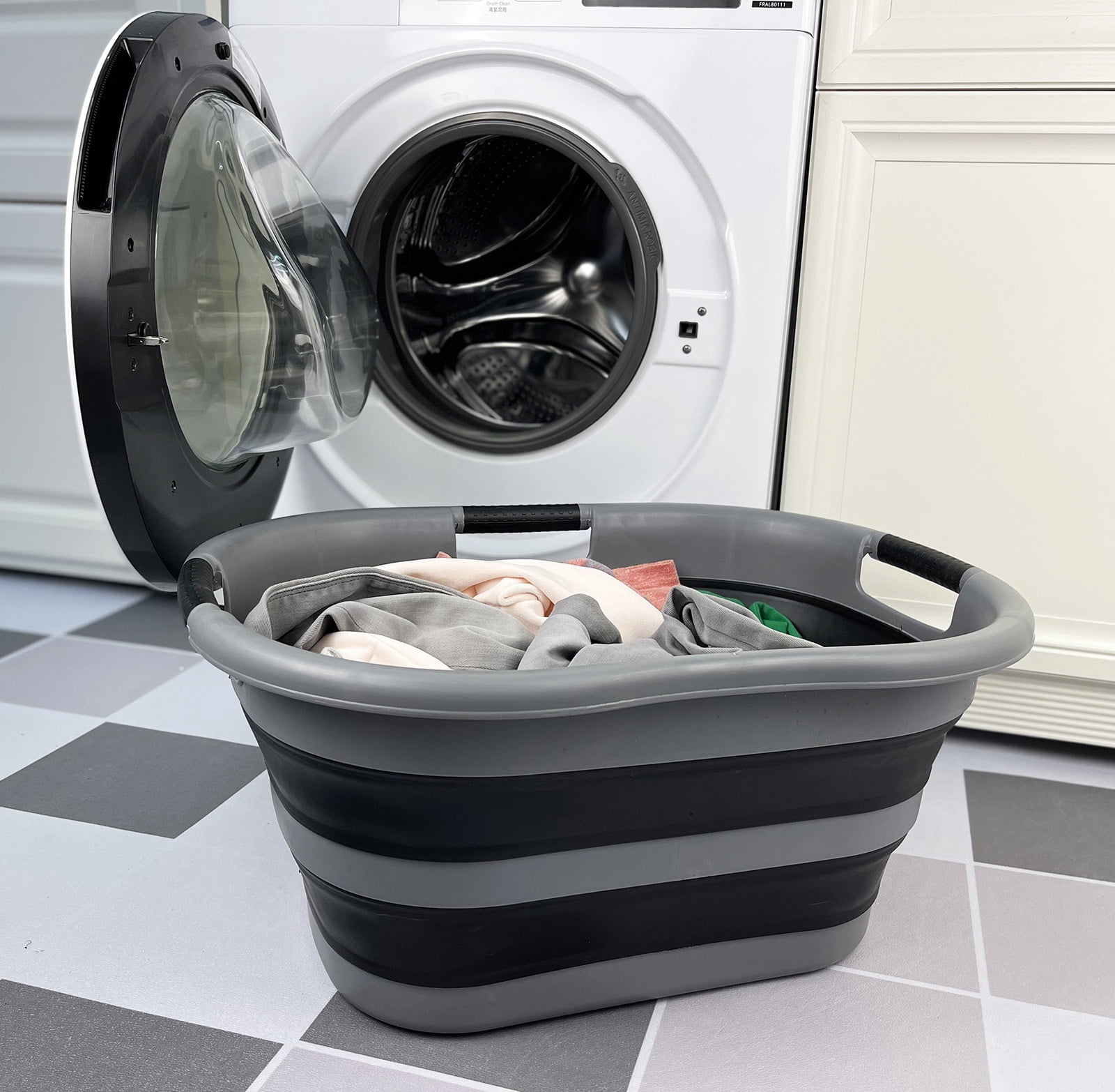 SAMMART 40L (10.5 Gallon) Collapsible Plastic Laundry Basket - Space Saving Storage Container/Organizer - Portable Washing Tub - Foldable Pop Up Hamper/Basket